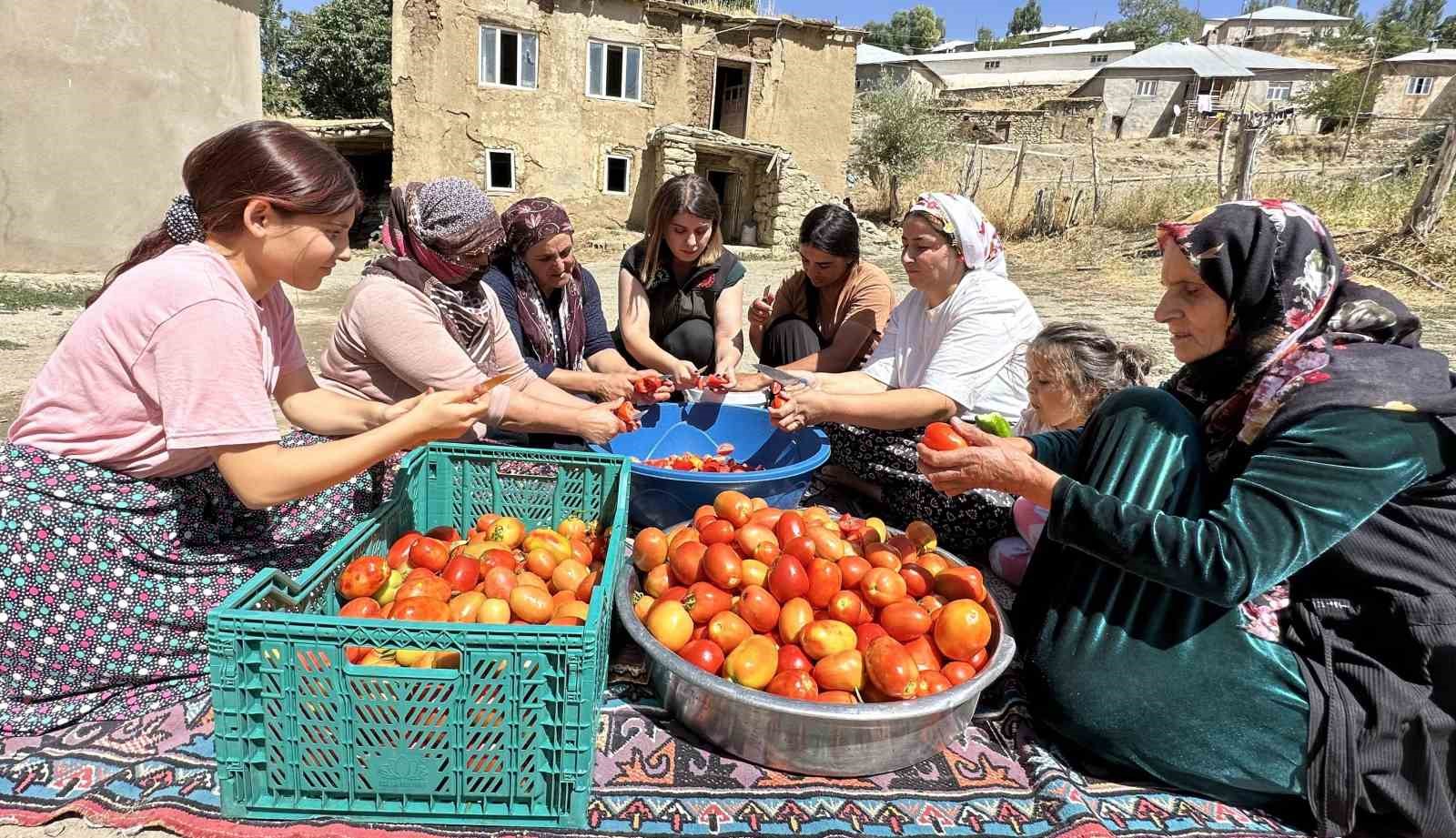 Kemah&rsquo;ta kadınların imece usul&uuml; kış hazırlığı telaşı
