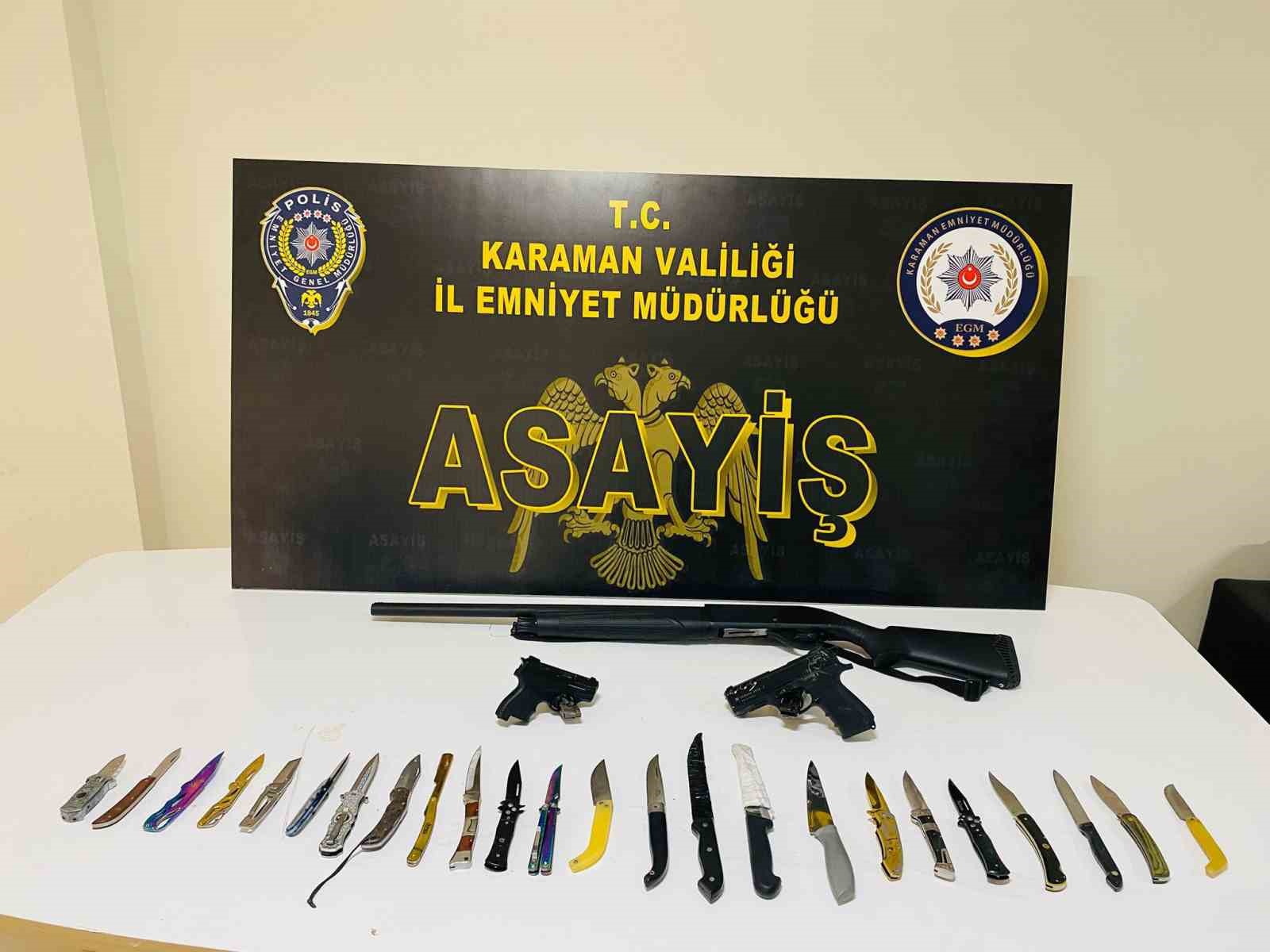 Karaman’da uyuşturucu ve ruhsatsız silahlar ele geçirildi