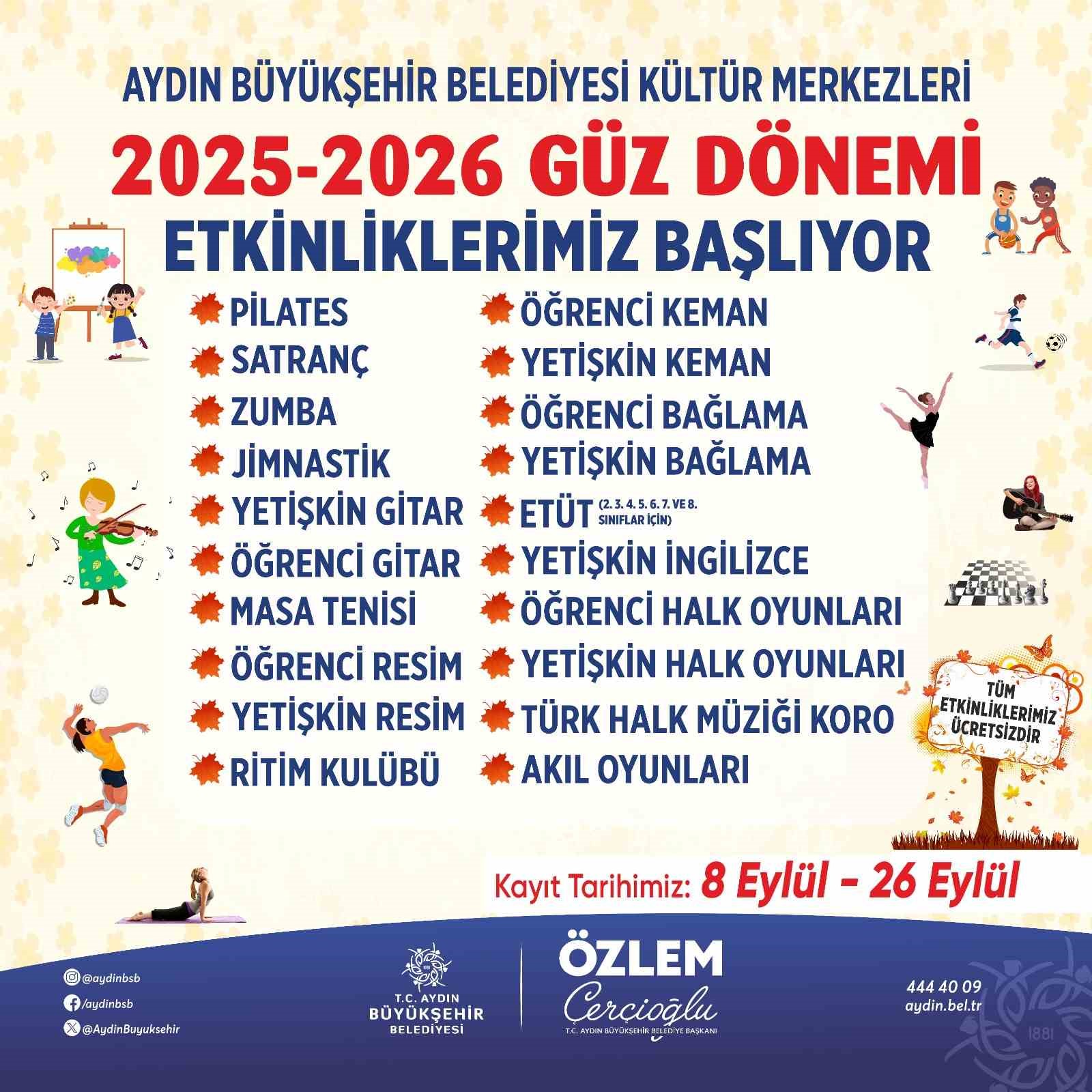 Büyükşehir’de Güz Dönemi Etkinlikleri kayıtları başladı