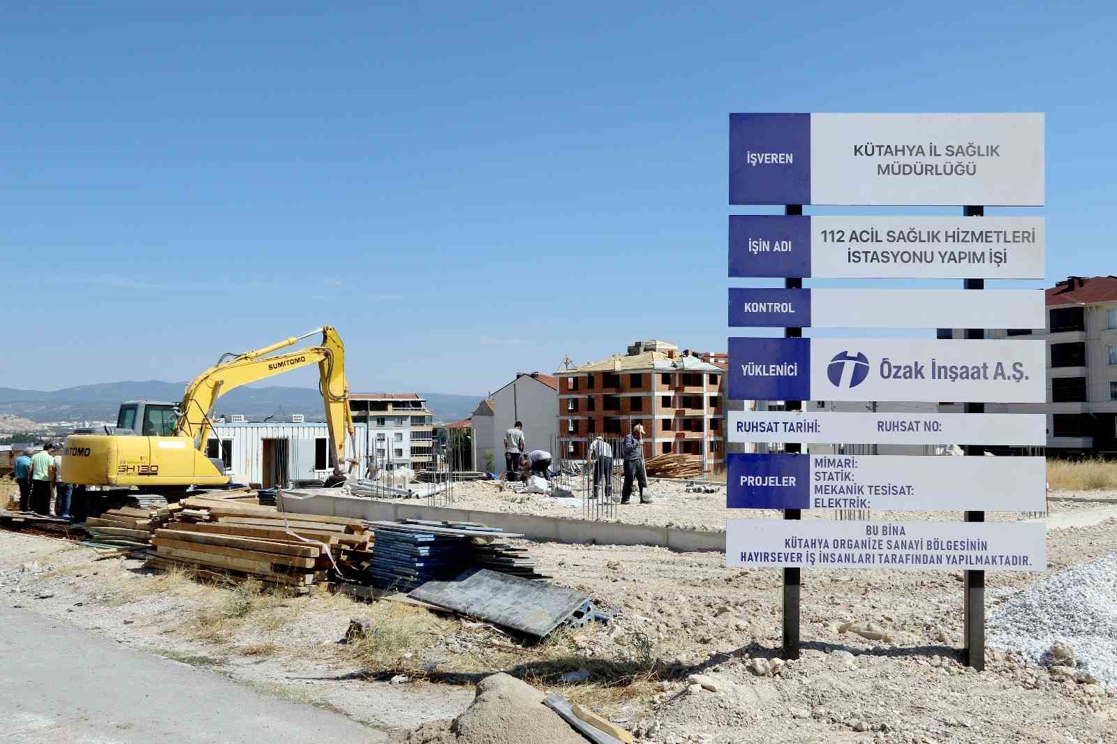 K&uuml;tahya OSB y&ouml;netiminden 112 Acil Sağlık Hizmetleri İstasyonu inşaatında inceleme
