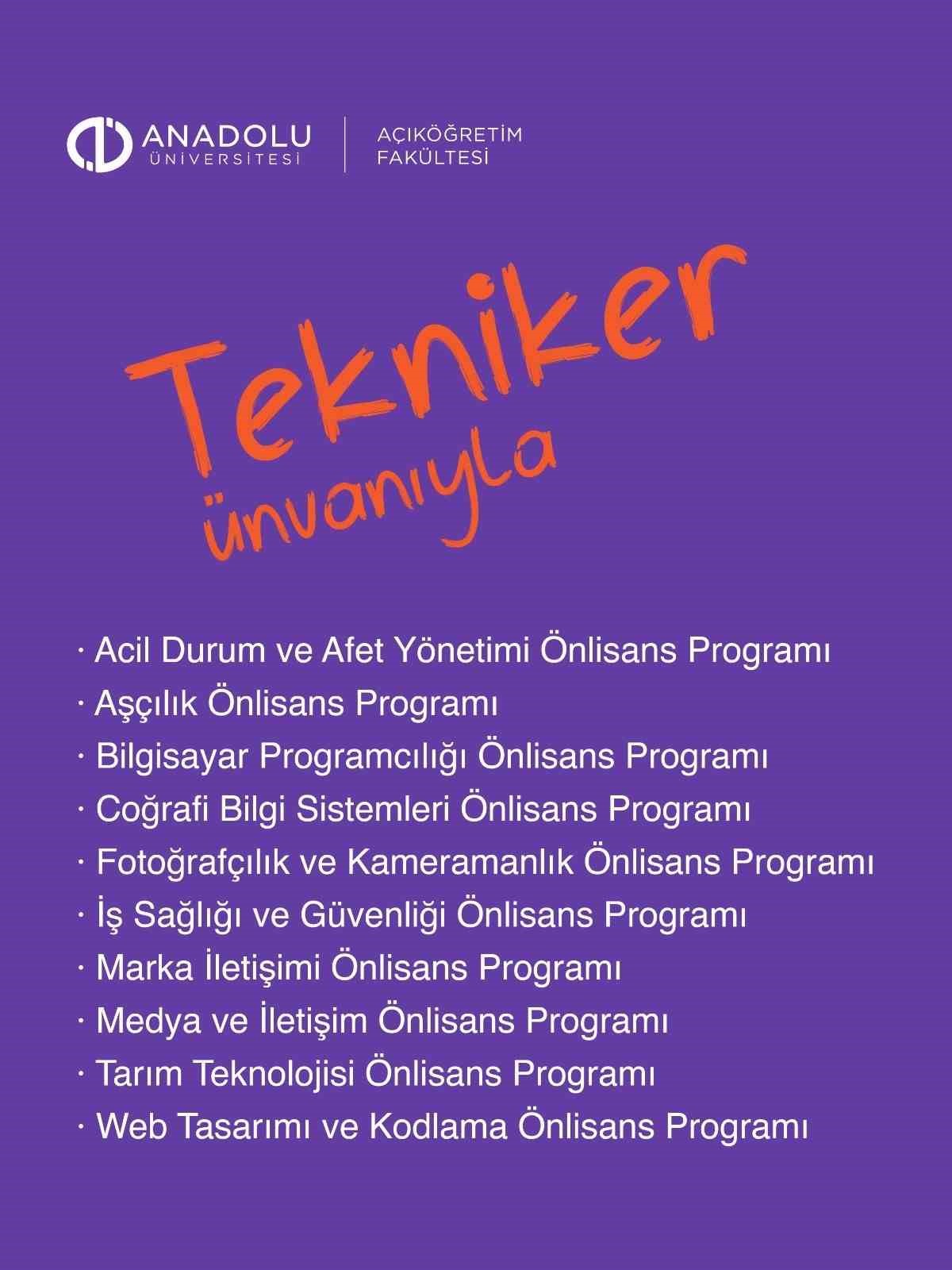 A&ccedil;ık&ouml;ğretim Fak&uuml;ltesi, mezunlarına tekniker &uuml;nvanı ile geniş kariyer imkanı sunuyor
