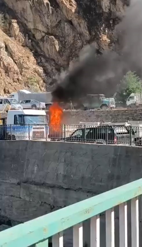 Gümüşhane’de LPG’li otomobil alev alev yandı