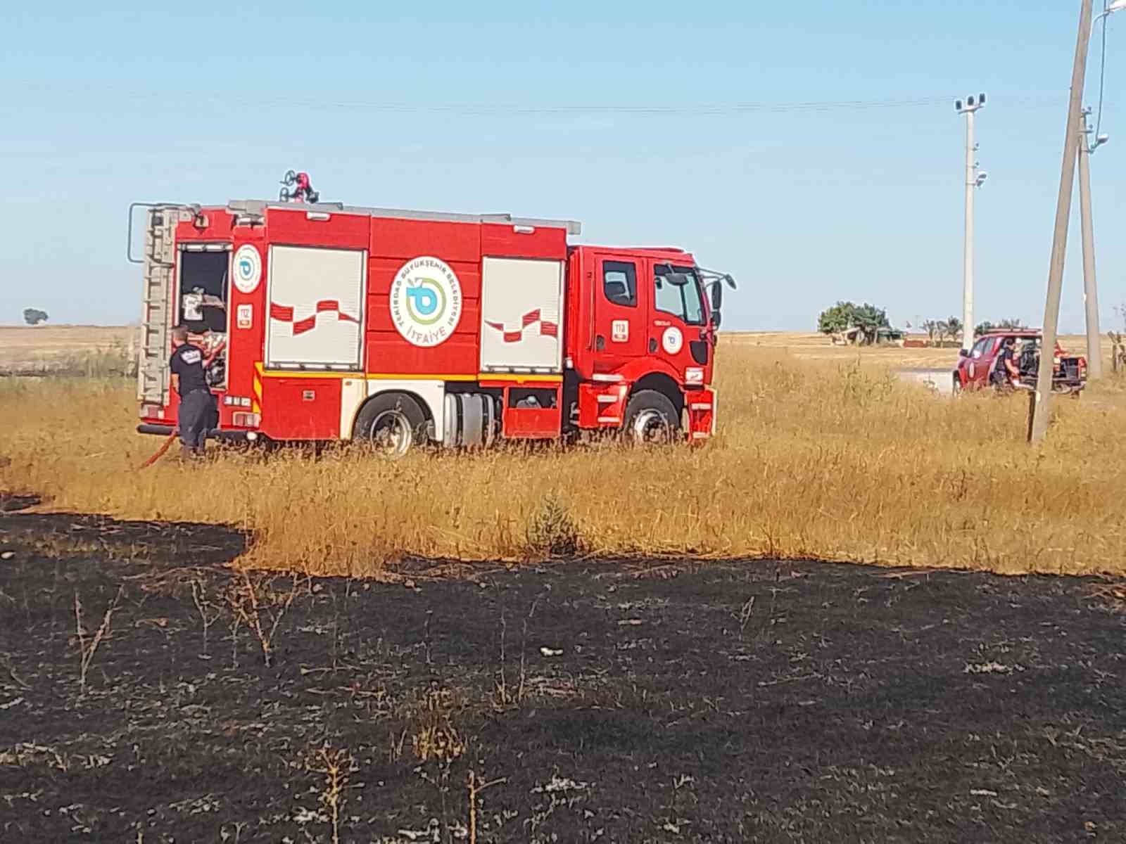 Tekirdağ&rsquo;da otluk alanda yangın
