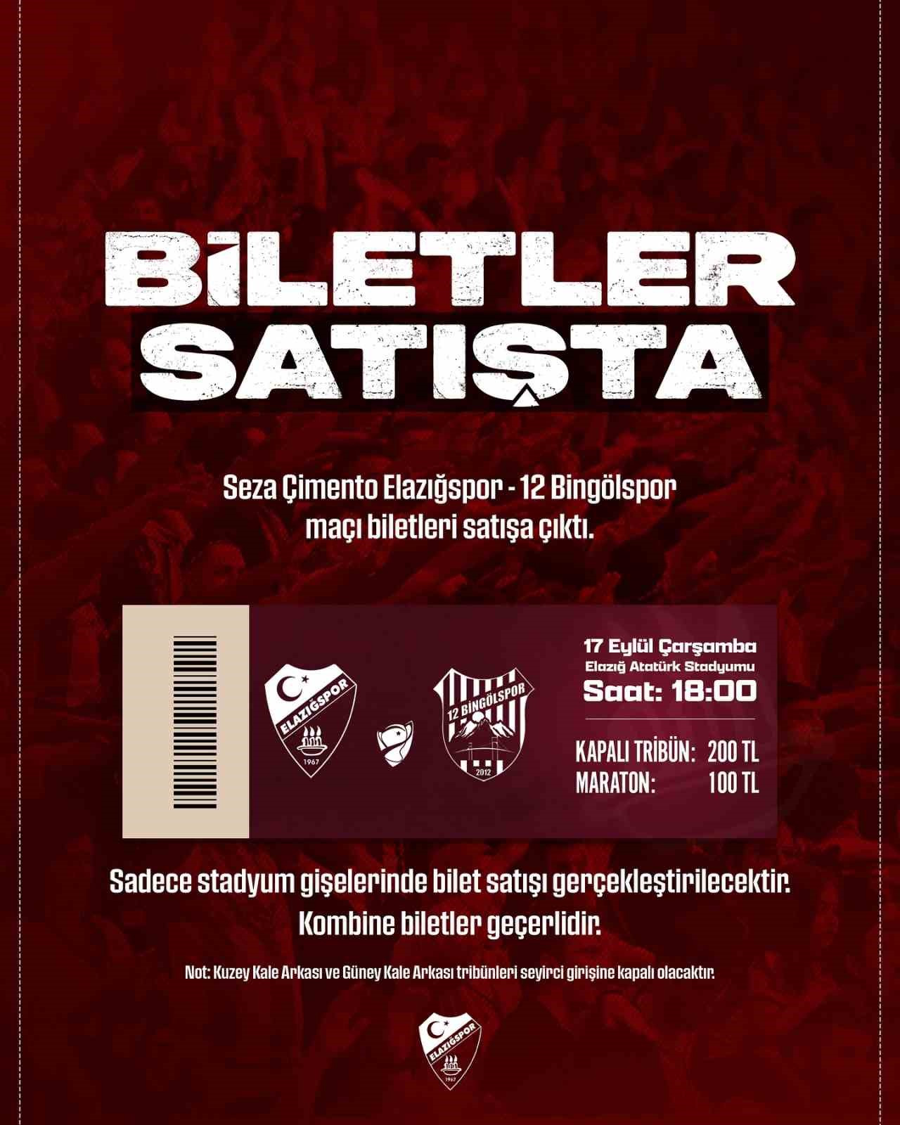 Elazığspor - 12Bingölspor maçı biletleri satışta