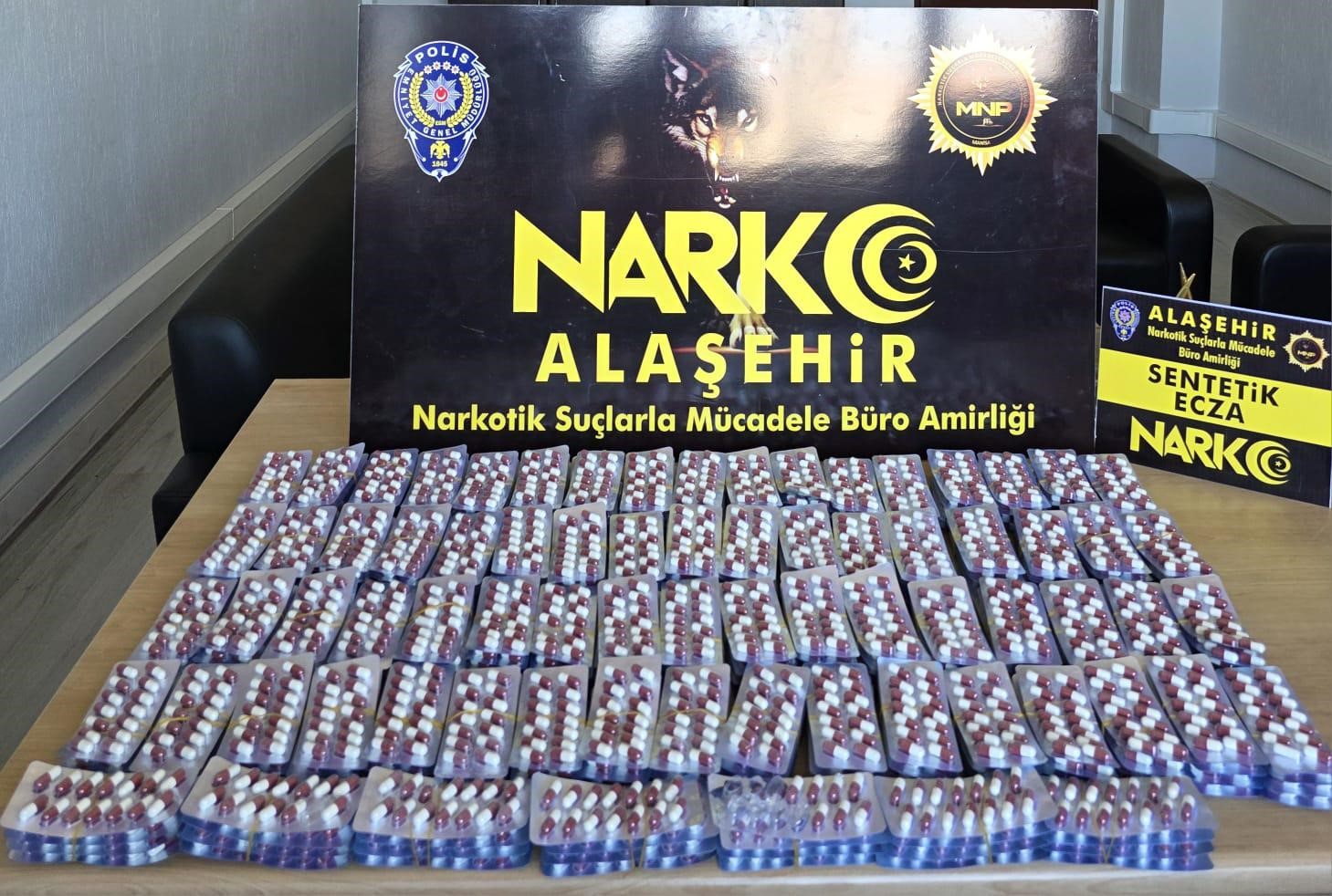 Alaşehir’de 4 bin 191 sentetik hap ele geçirildi