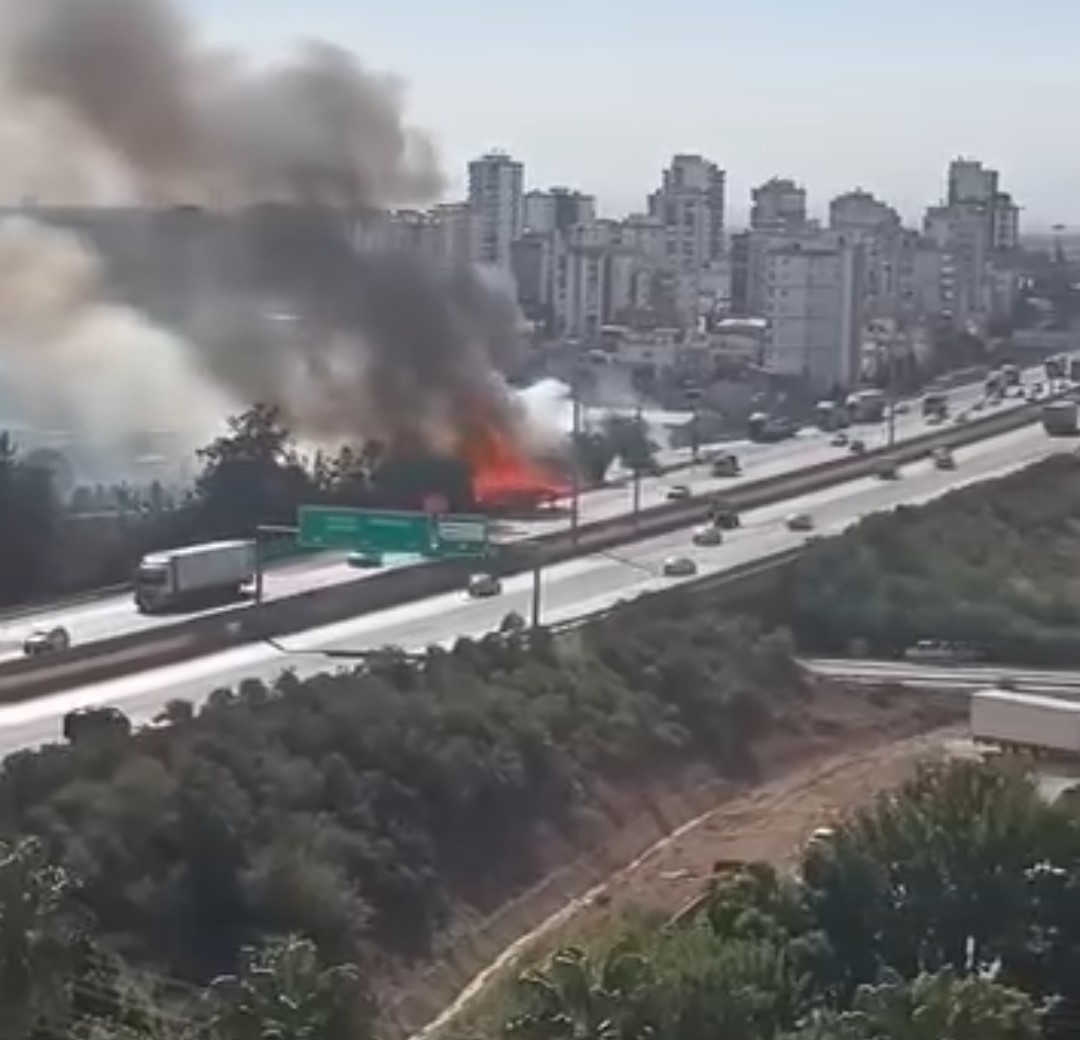 Adana’da otoyol kenarında otluk alan yangını