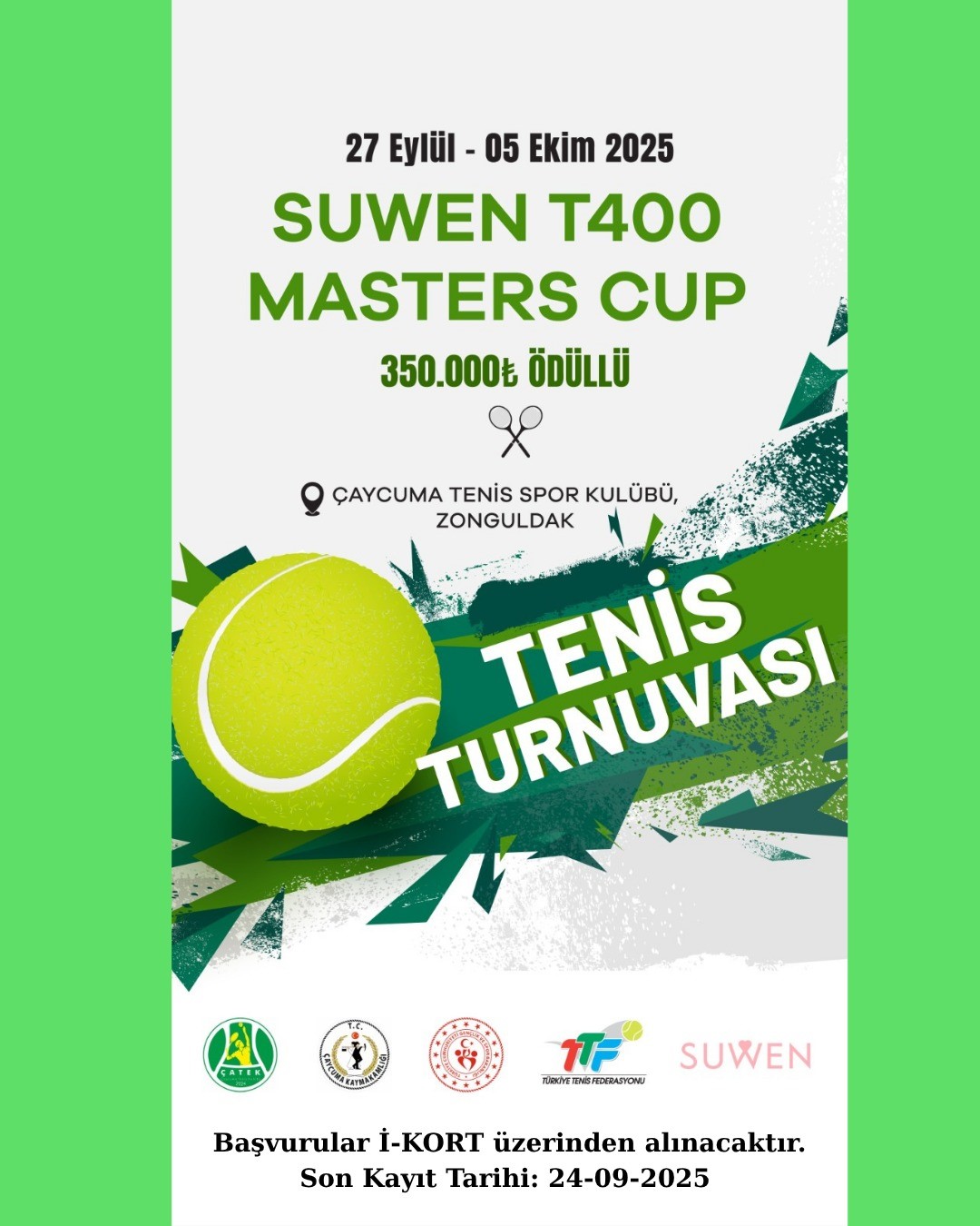 Çaycuma, Suwen Cup T400 Masters Tenis Turnuvasına ev sahipliği yapacak