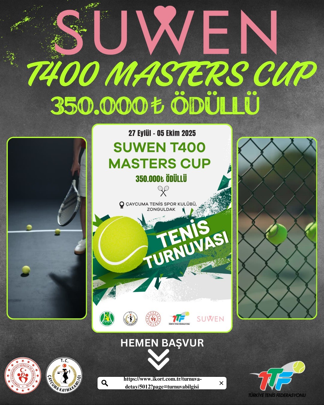 &Ccedil;aycuma, Suwen Cup T400 Masters Tenis Turnuvasına ev sahipliği yapacak
