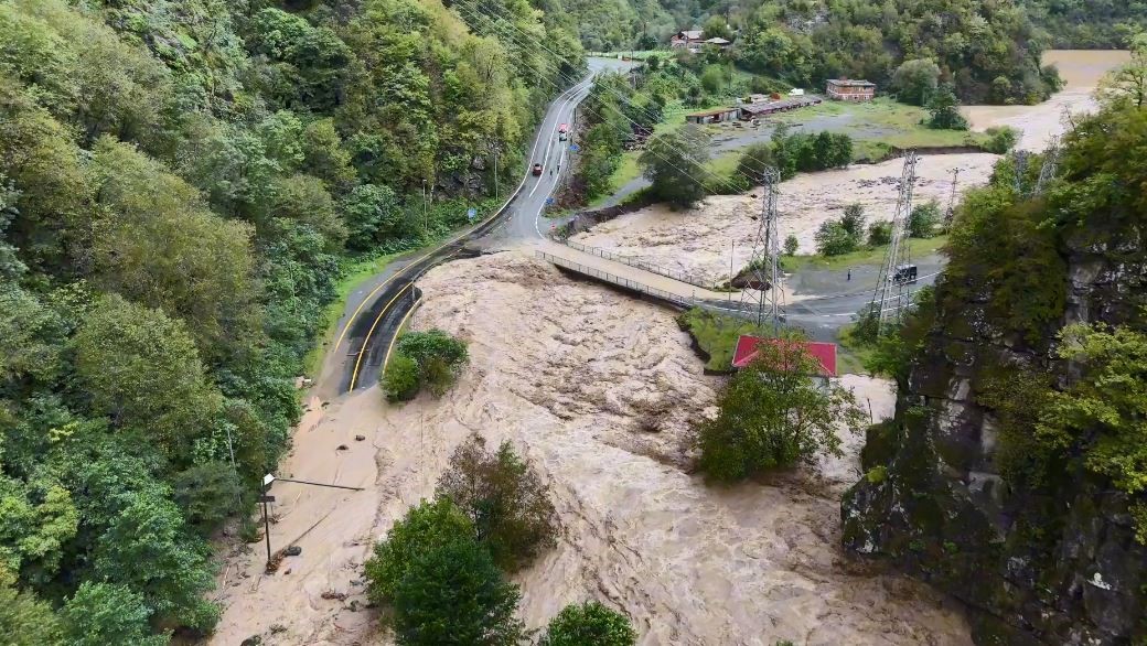 Borçka’da selin neden olduğu tahribat dronla görüntülendi