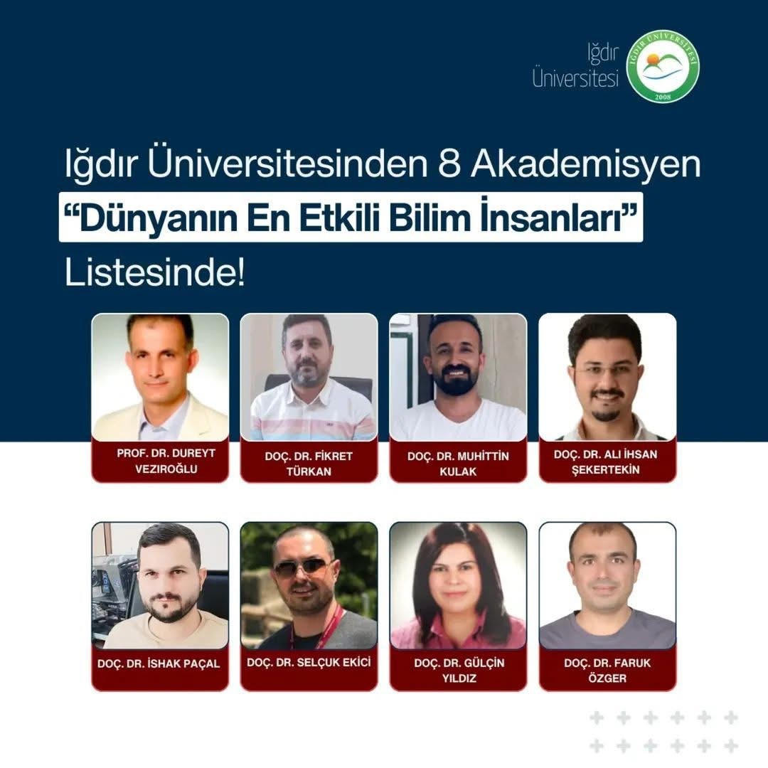 Iğdır Üniversitesinden 8 Akademisyen "Dünyanın En Etkili Bilim İnsanları Listesinde yer aldı