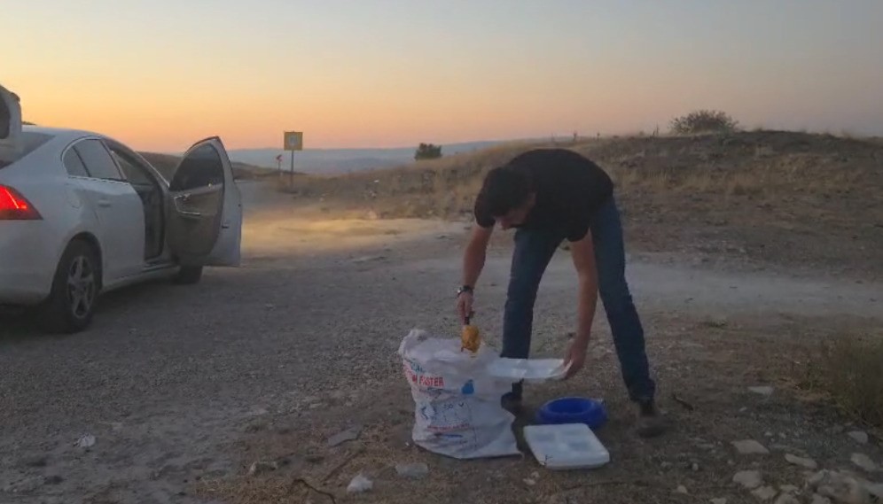 İş yerinden artan yemekleri sokak hayvanları i&ccedil;in doğaya bırakıyor
