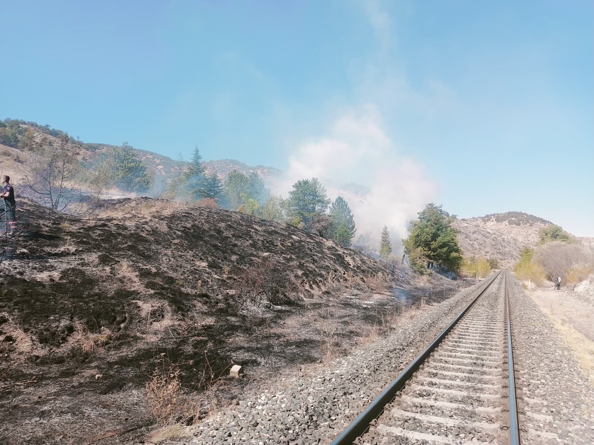 Çankırı’da çıkan ot yangını büyümeden söndürüldü