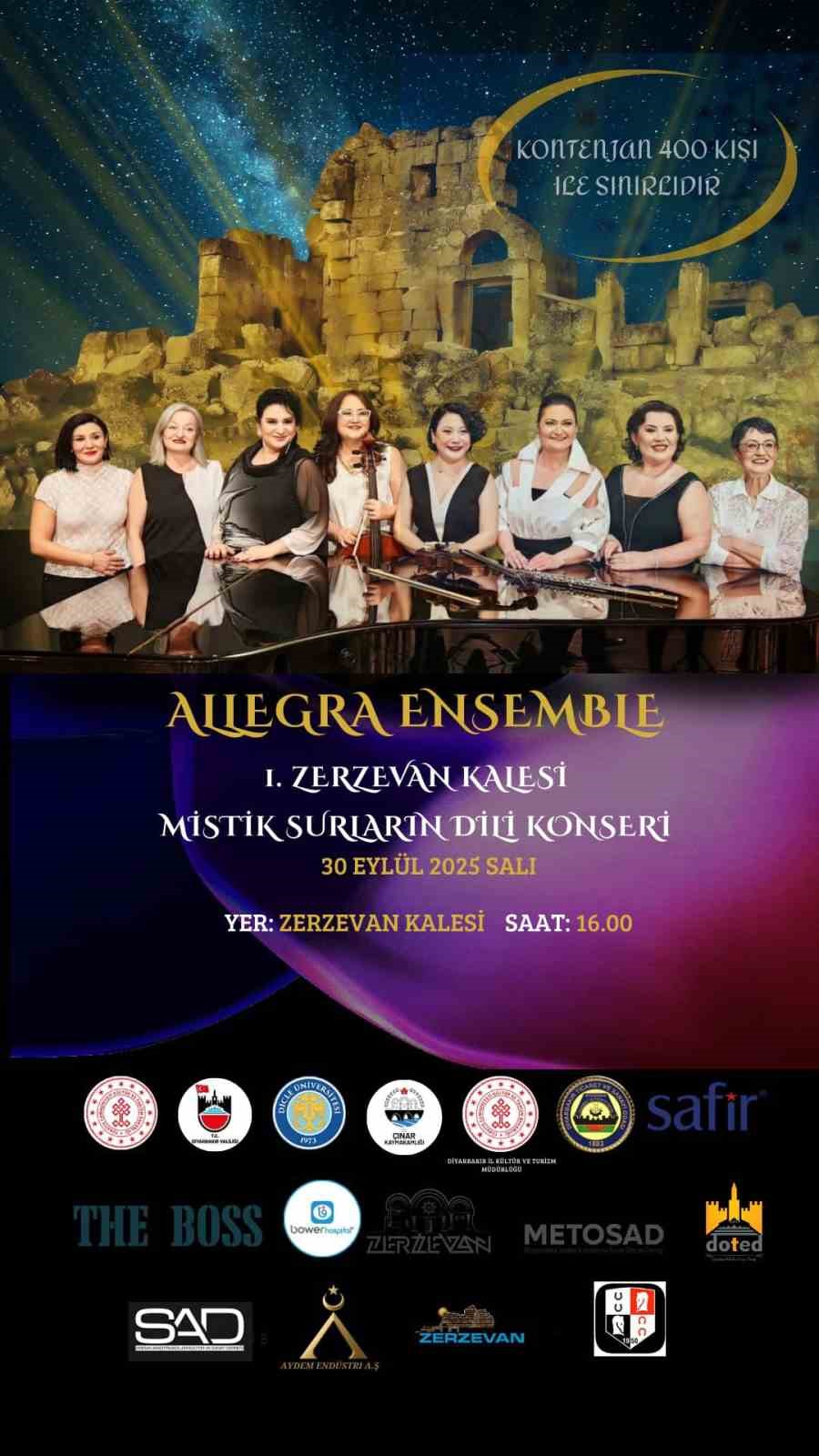 Allegra Ensemble, Zerzevan Kalesinde konser verecek