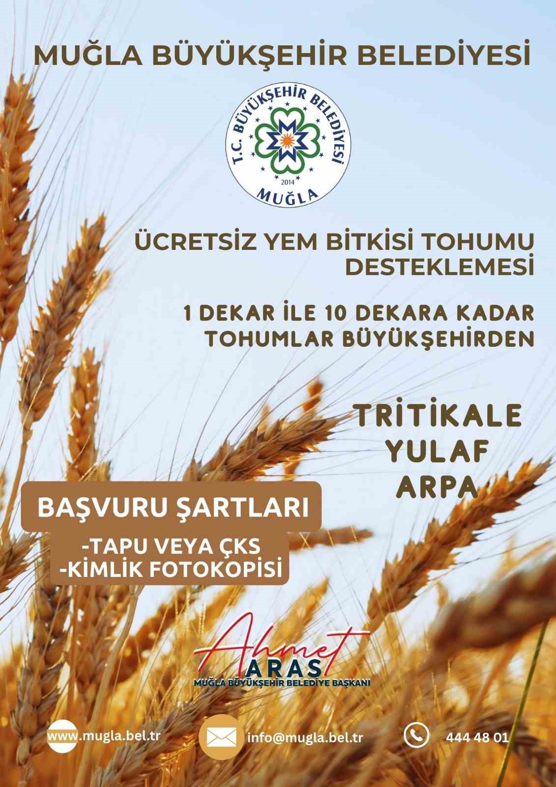 Büyükşehir&rsquo;den üreticilere ücretsiz yem bitkisi tohumu desteği