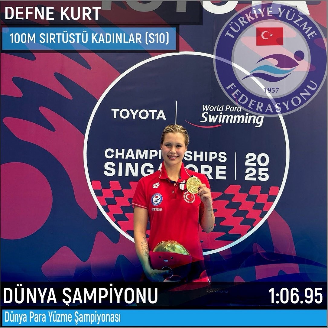 Milli yüzücü Defne Kurt’tan 5. dünya şampiyonluğu