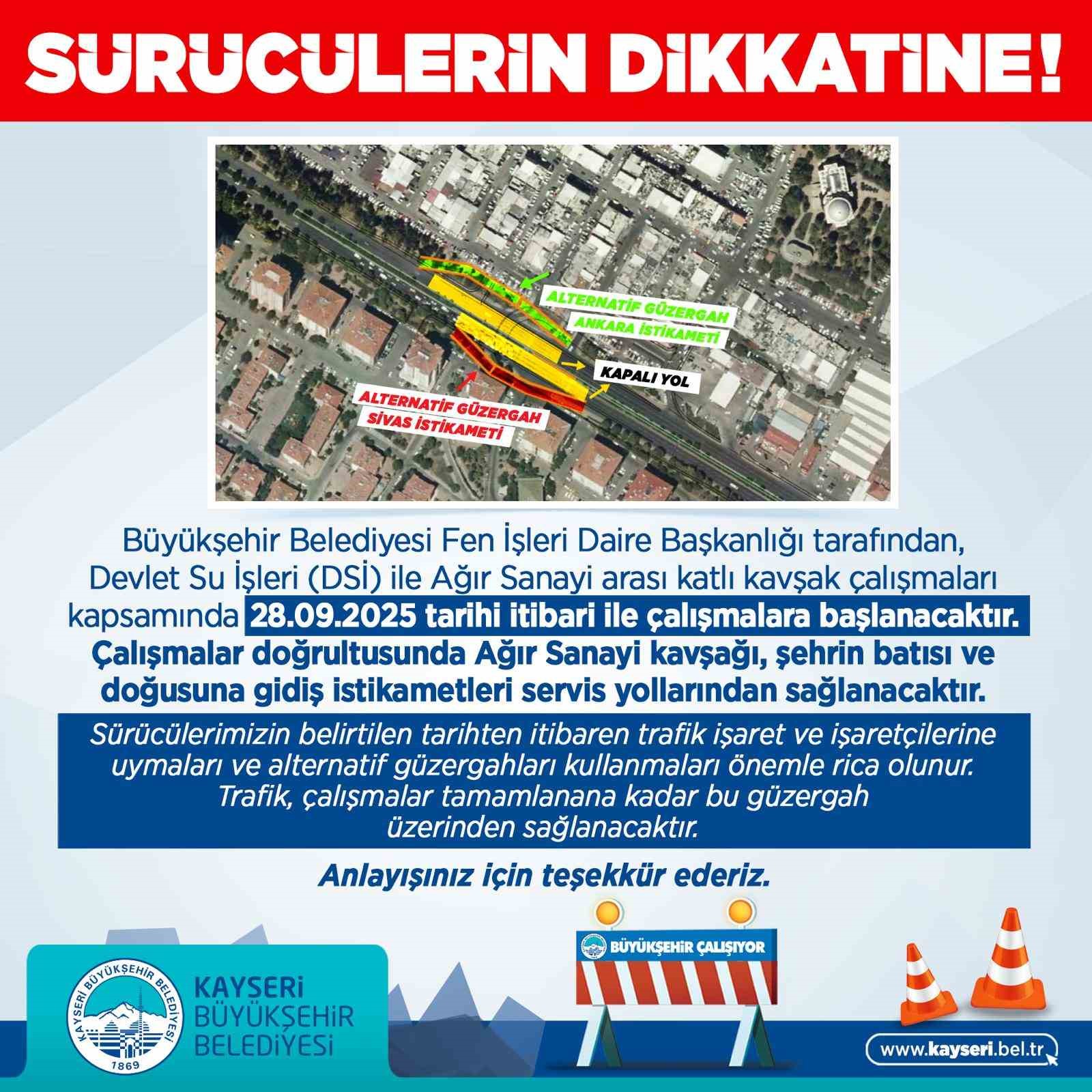 Büyükşehirden sürücülere ’alternatif yol’ uyarısı