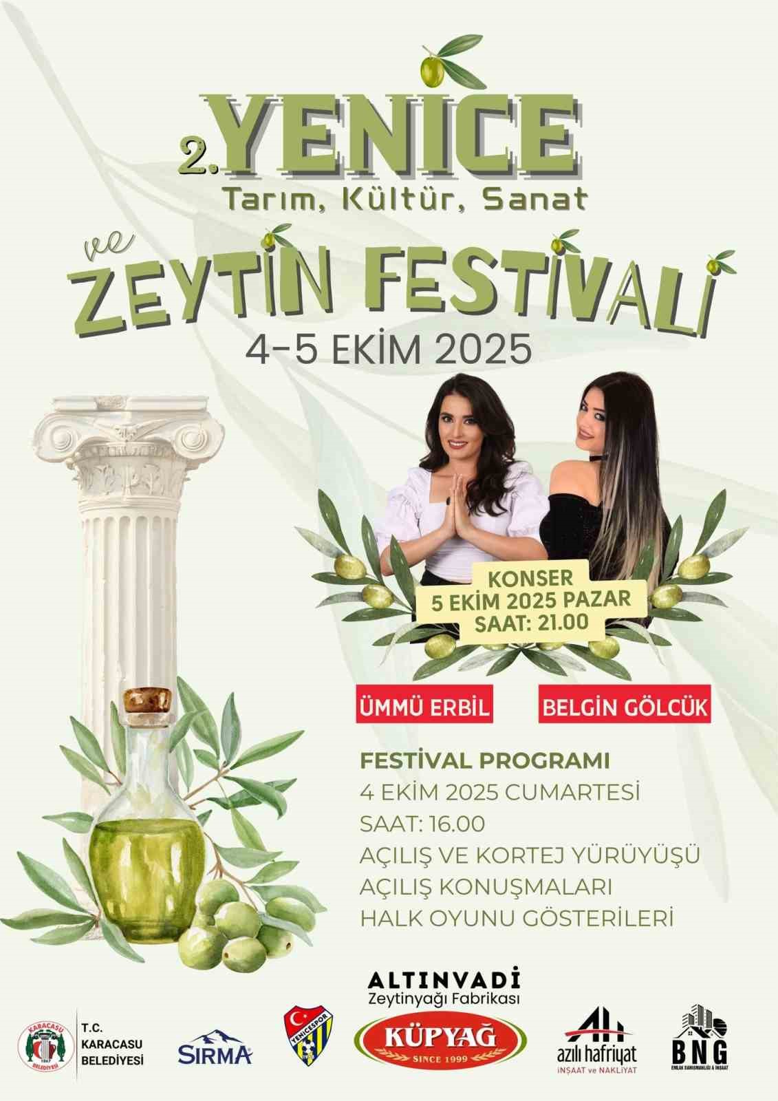 Yenice Tarım, Kültür, Sanat ve Zeytin Festivali kapılarını açıyor