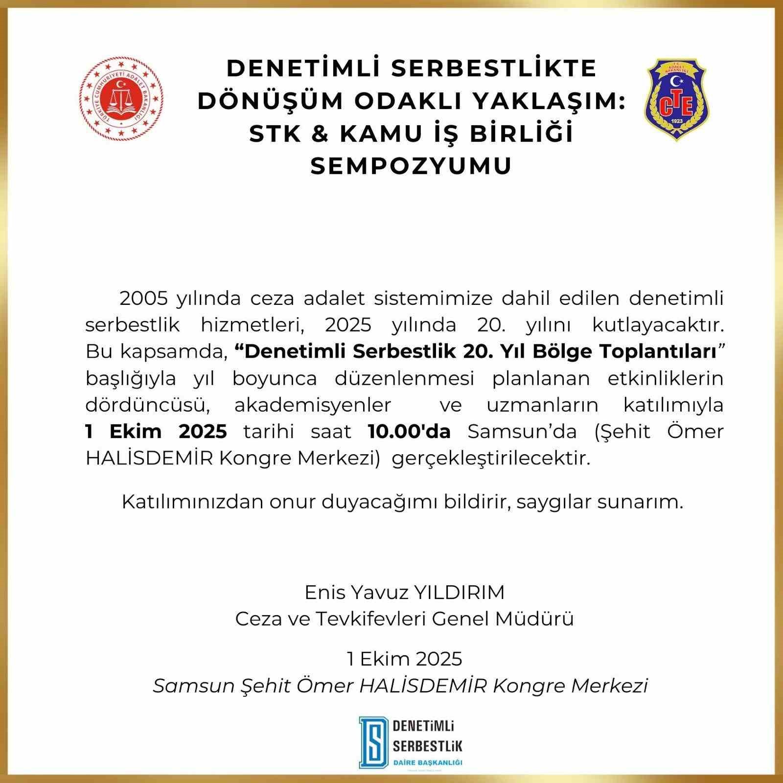 "Denetimli Serbestlik 20. Yıl Bölge Toplantısı" Samsun’da yapılacak