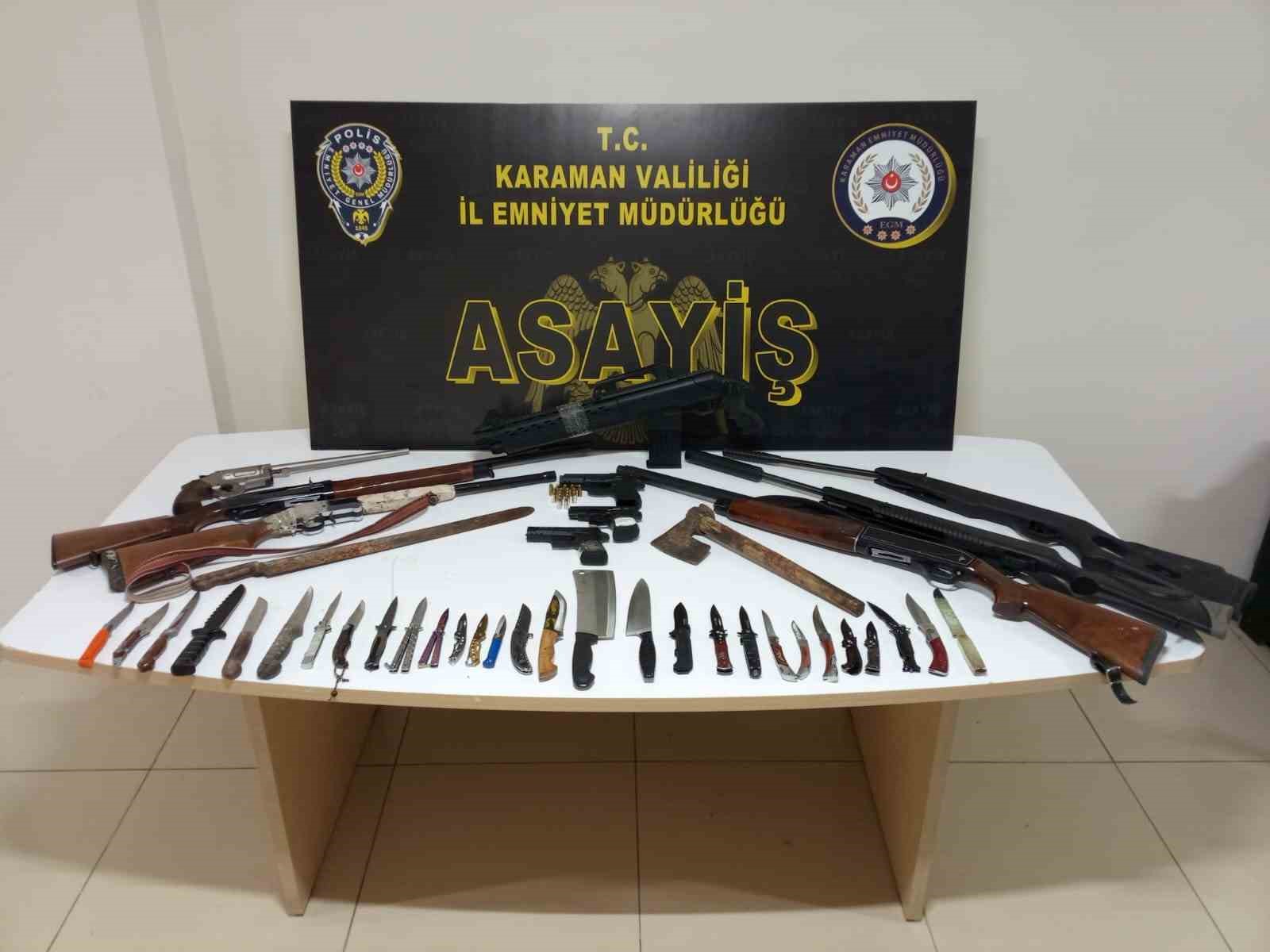 Karaman’da uyuşturucu ve ruhsatsız silahlar ele geçirildi: 8 kişi tutuklandı