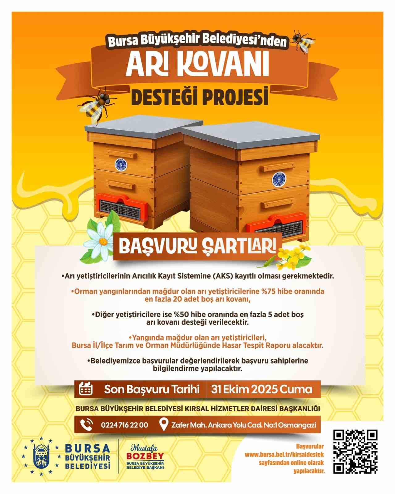 Yangın mağduru arıcılara Bursa Büyükşehirden kovan desteği