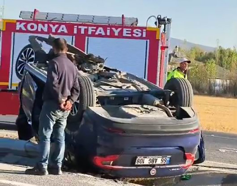 Konya&rsquo;da otomobil takla attı: 3 yaralı
