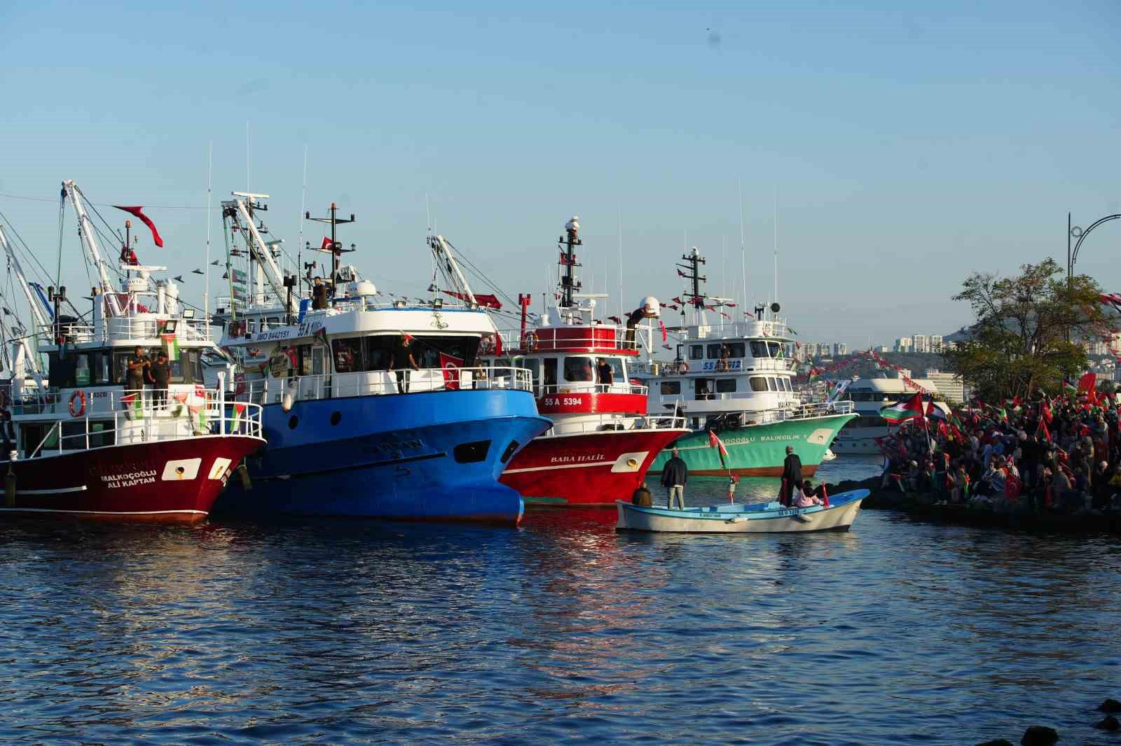 Samsun’dan Filistin’e destek: Tekne ve gemilerden kortej