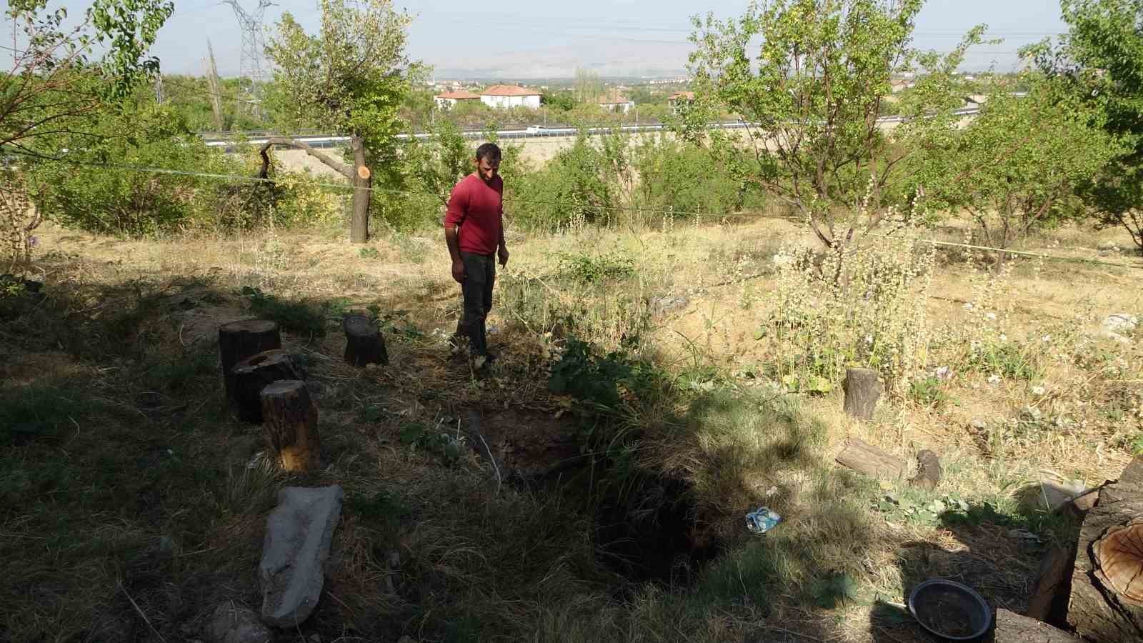 Malatya’da kayısı bahçesinde obruk oluştu