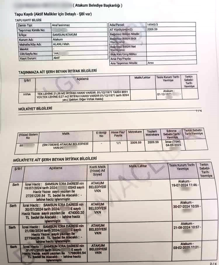 Atakum&rsquo;un 2026 tahmini b&uuml;t&ccedil;esi 3 milyar 350 milyon TL
