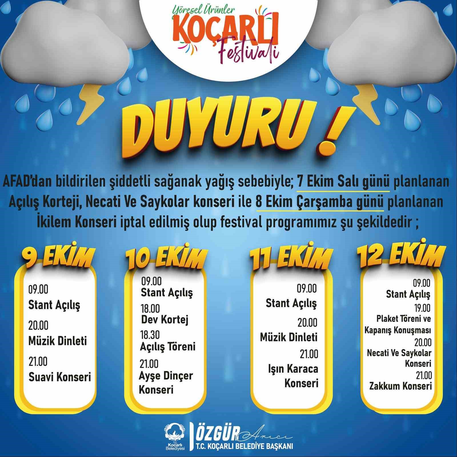 Koçarlı’da festival tarihi ertelendi