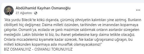CHP&rsquo;li Bilecik Belediyesinin &rsquo;Kayı Bayrağı&rsquo; ve &rsquo;Osmanlı Arması&rsquo;nı s&ouml;kt&uuml;rmesine tepki
