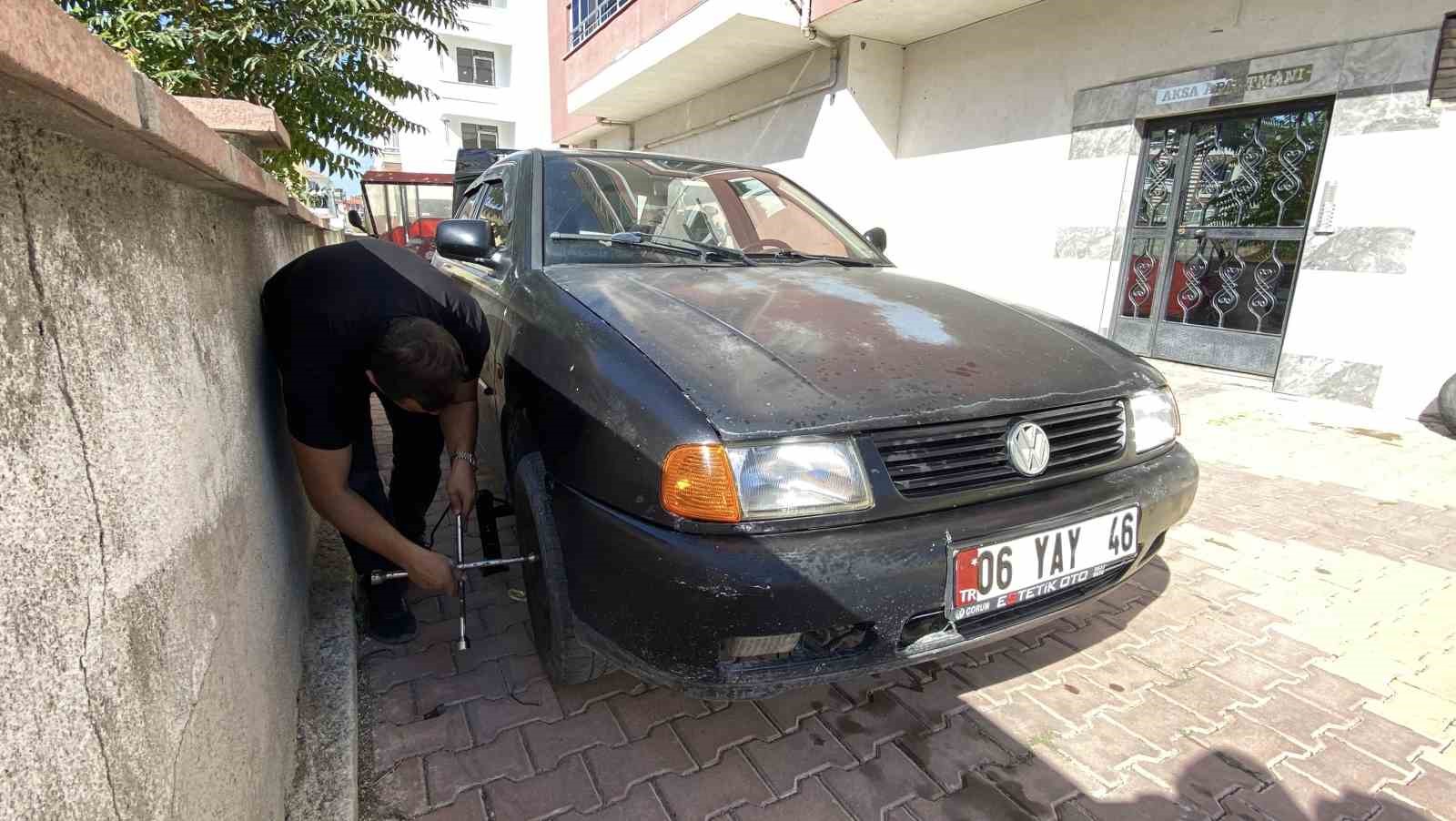 Park halindeki araçların lastiklerini patlatan şahıs yakalandı