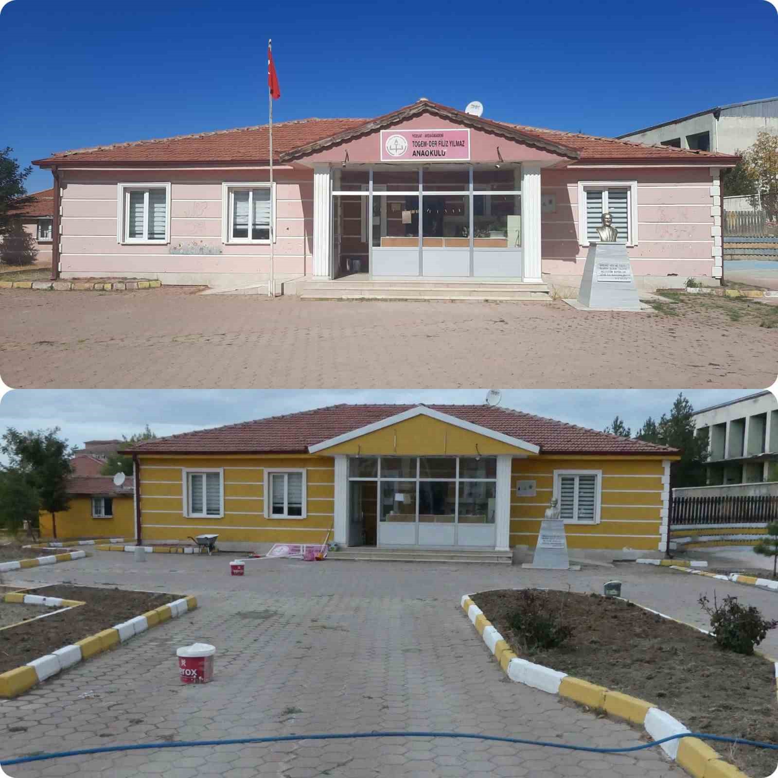 İnfaz Koruma memurları boş vakitlerinde okulların bakım ve onarımlarını gerçekleştiriyor
