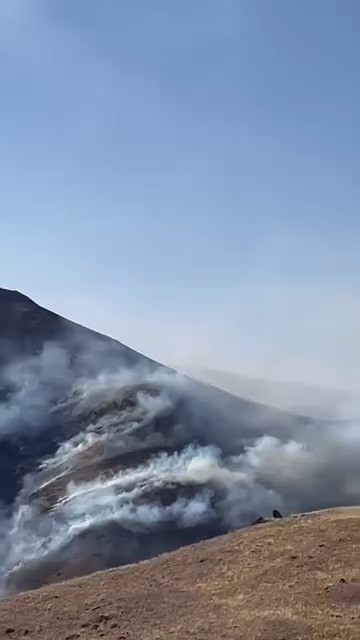 Tortum&rsquo;da &ouml;rt&uuml; yangını g&uuml;&ccedil;l&uuml;kle kontrol altına alındı
