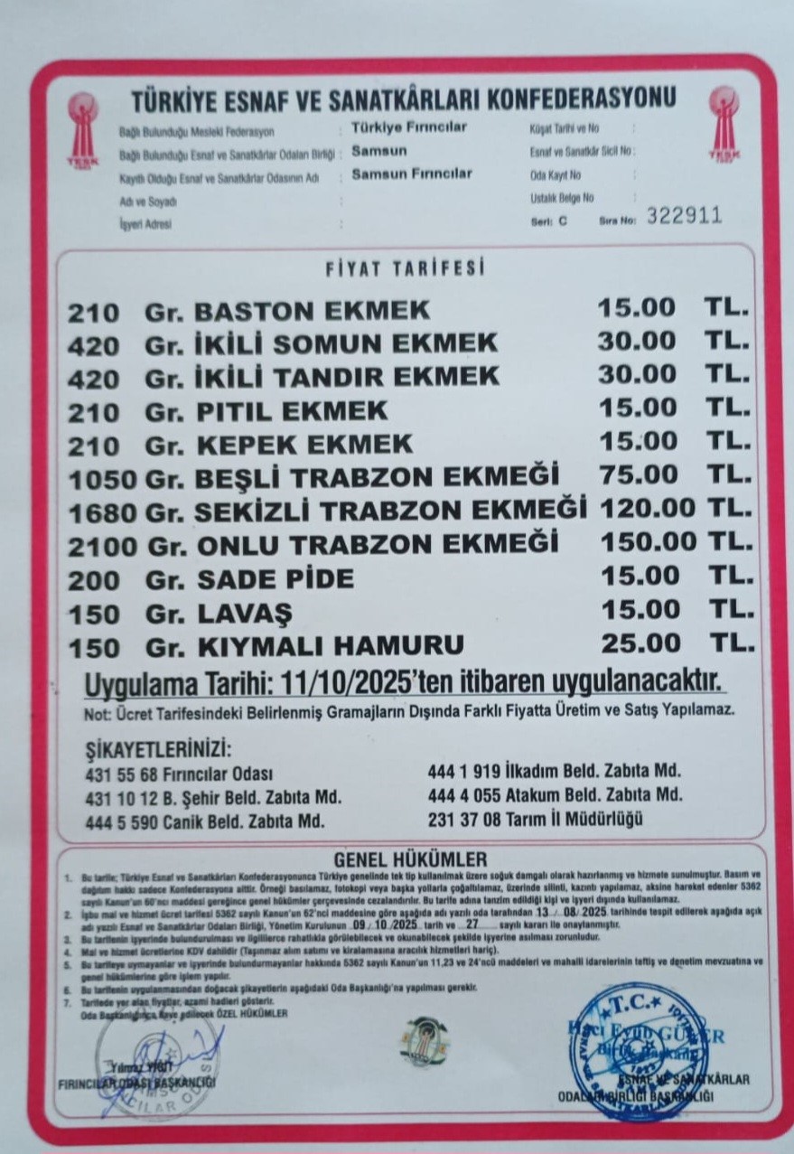 Samsun&rsquo;da ekmek 15 TL oldu
