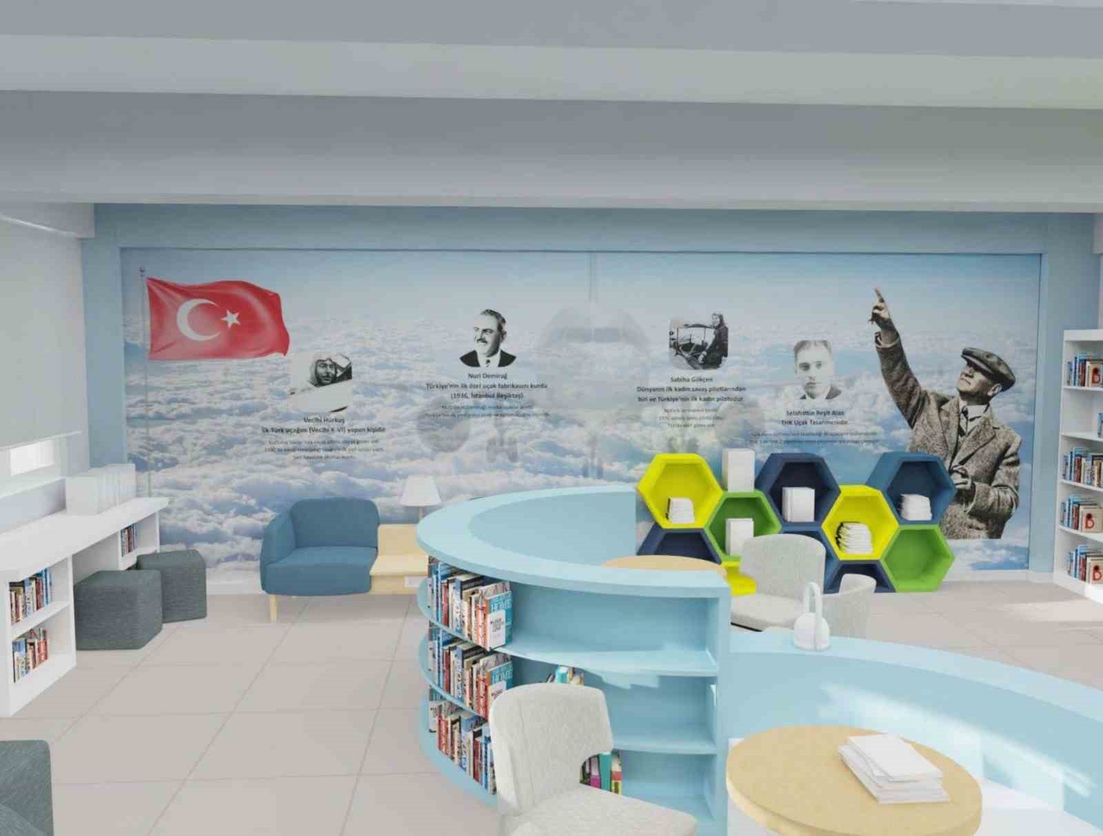 Aksu Uçak Okulu’na modern kütüphane ve etüt odası
