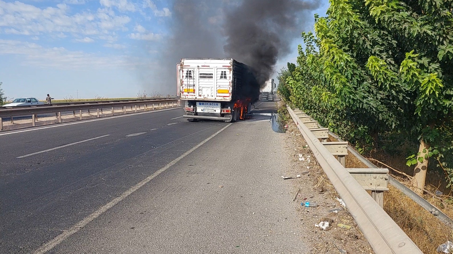 Şanlıurfa’da seyir halindeki tır alev aldı
