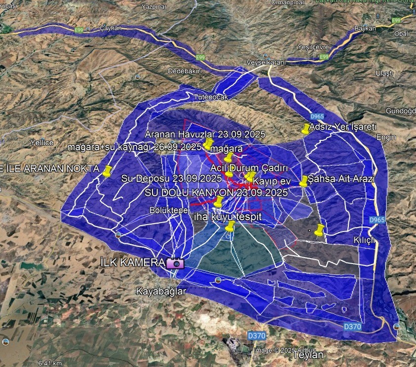 Siirt’te kayıp şahsı arama çalışmalarında İHA çekiyor, ASELSAN analiz ediyor