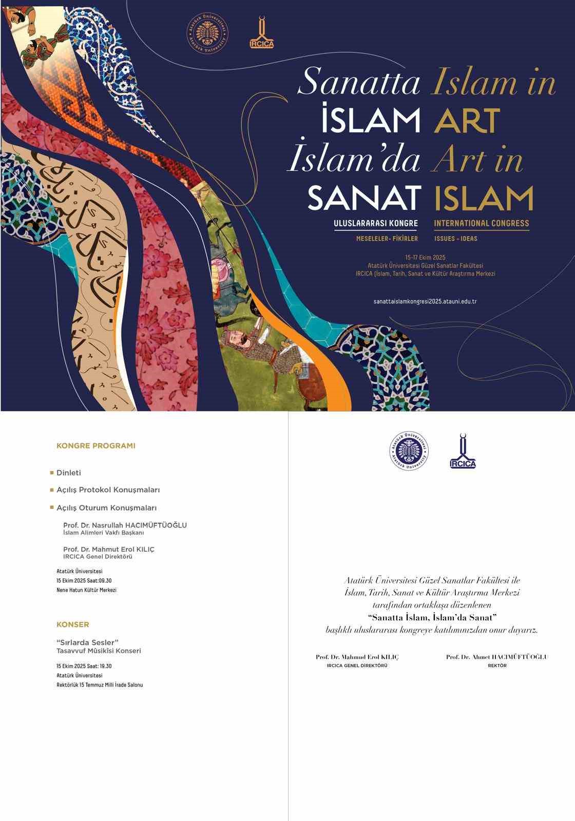 "Sanatta İslam, İslamda Sanat" uluslararası kongresi Atat&uuml;rk &Uuml;niversitesinde başlıyor
