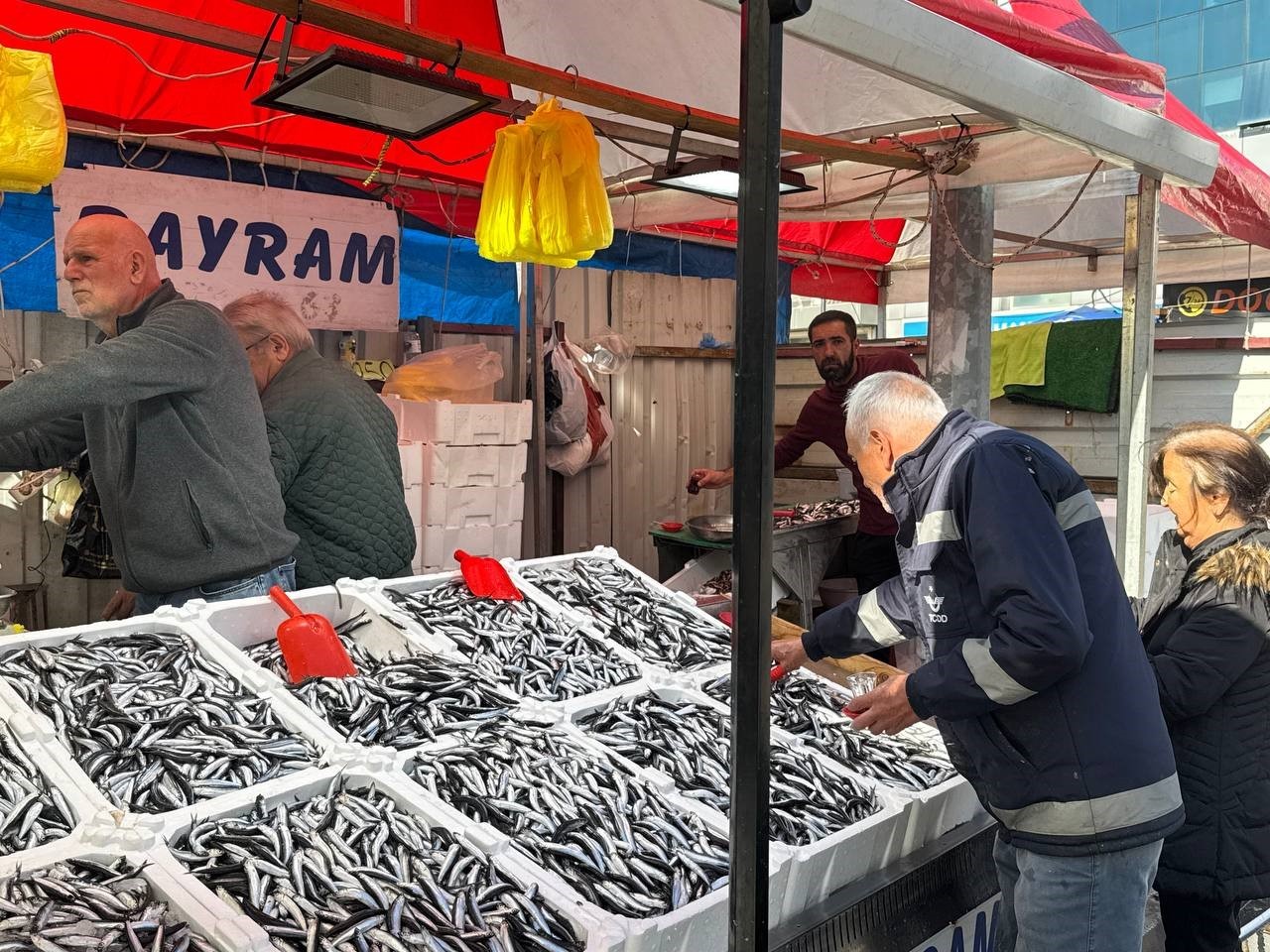 Tezgahta 100 liraya d&uuml;şen hamsi yoğun ilgi g&ouml;rd&uuml;

