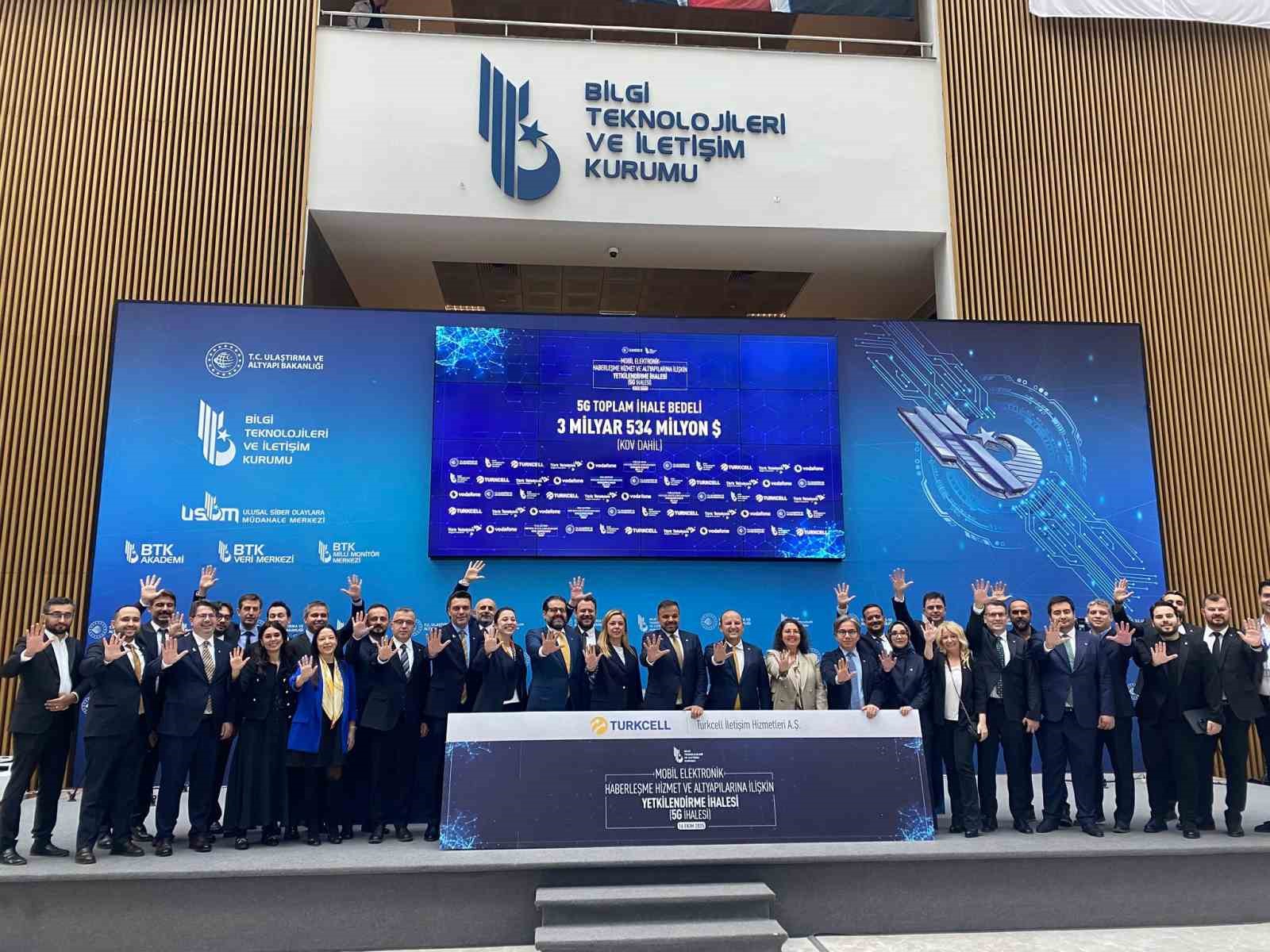 5G Yetkilendirme İhalesi’nde toplam ihale bedeli 3 milyar 534 milyon dolar oldu
