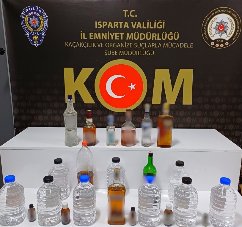Isparta’da 54 litre kaçak ve el yapımı alkol ele geçirildi