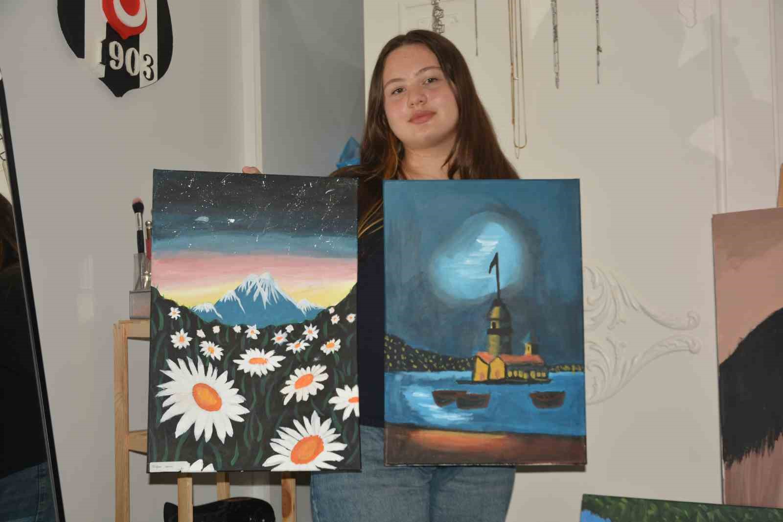 Ordu’da 13 yaşındaki öğrenci, doğadan aldığı ilhamı tuvallere yansıtıyor