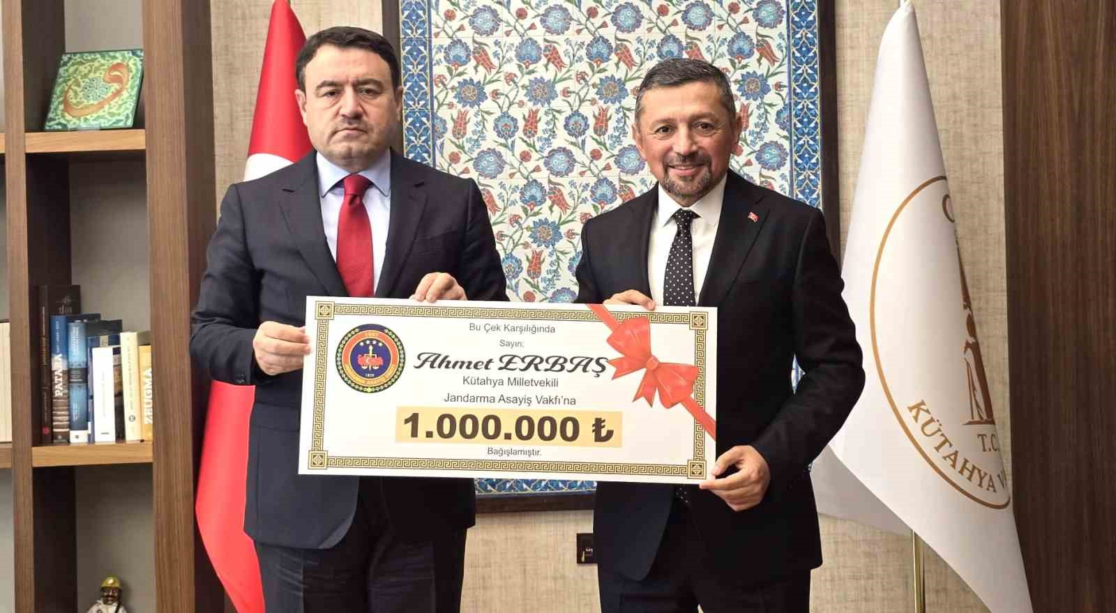Milletvekili Ahmet Erbaş’tan Jandarma Teşkilatına 1 milyon TL bağış