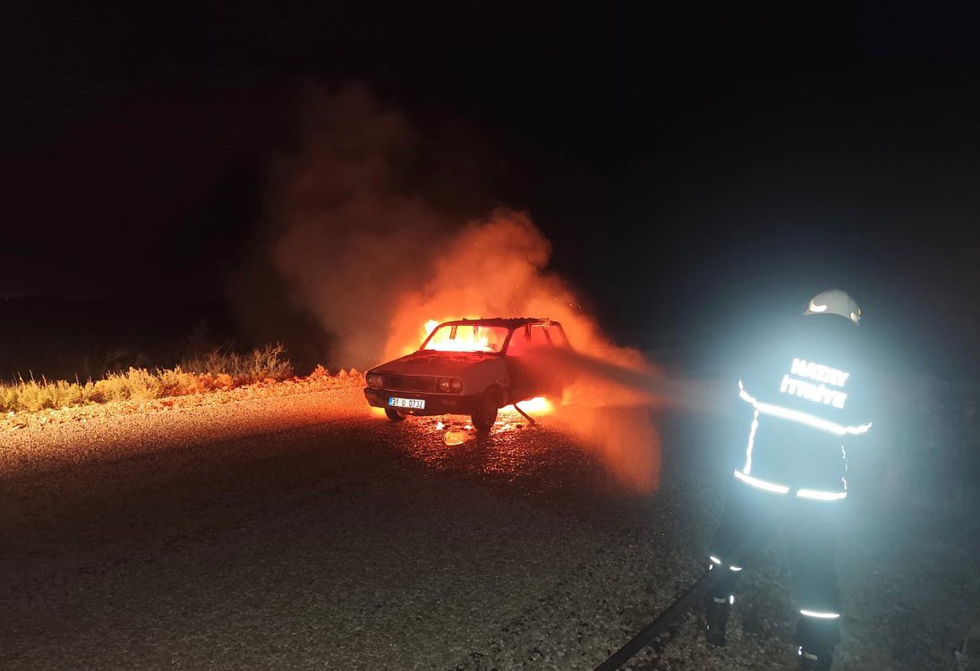 Otomobil alevlere teslim oldu