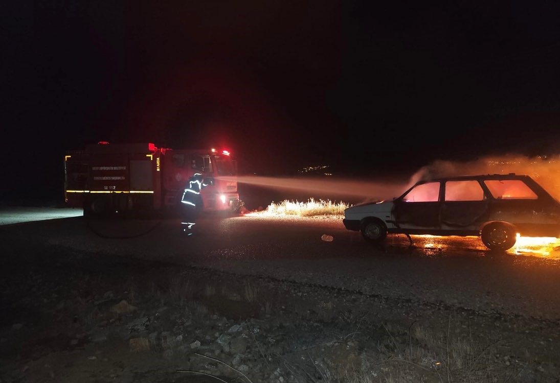 Otomobil alevlere teslim oldu
