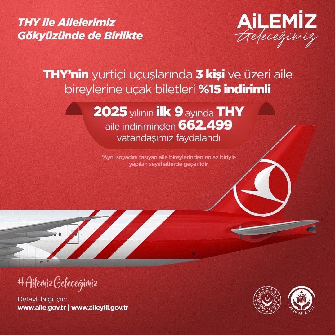 Aile Yılı’nda 662 bin kişi THY’nin yüzde 15 indirimli uçuş fırsatından yararlandı
