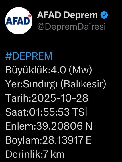 Balıkesir’de 4 büyüklüğünde deprem