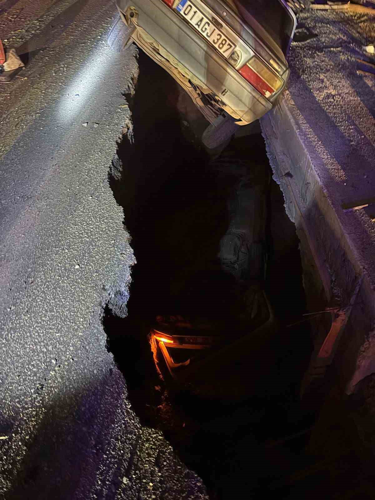 Osmaniye’de iki otomobil 1 saat arayla aynı çukura düştü: 1 kişi yaralandı