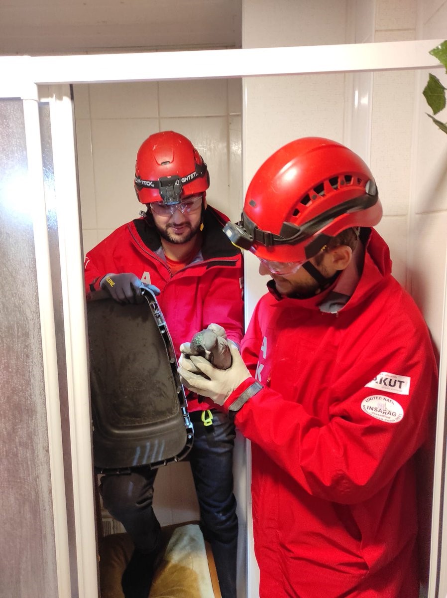 Havalandırma boşluğunda 4 g&uuml;nd&uuml;r mahsur kalan g&uuml;vercin kurtarıldı
