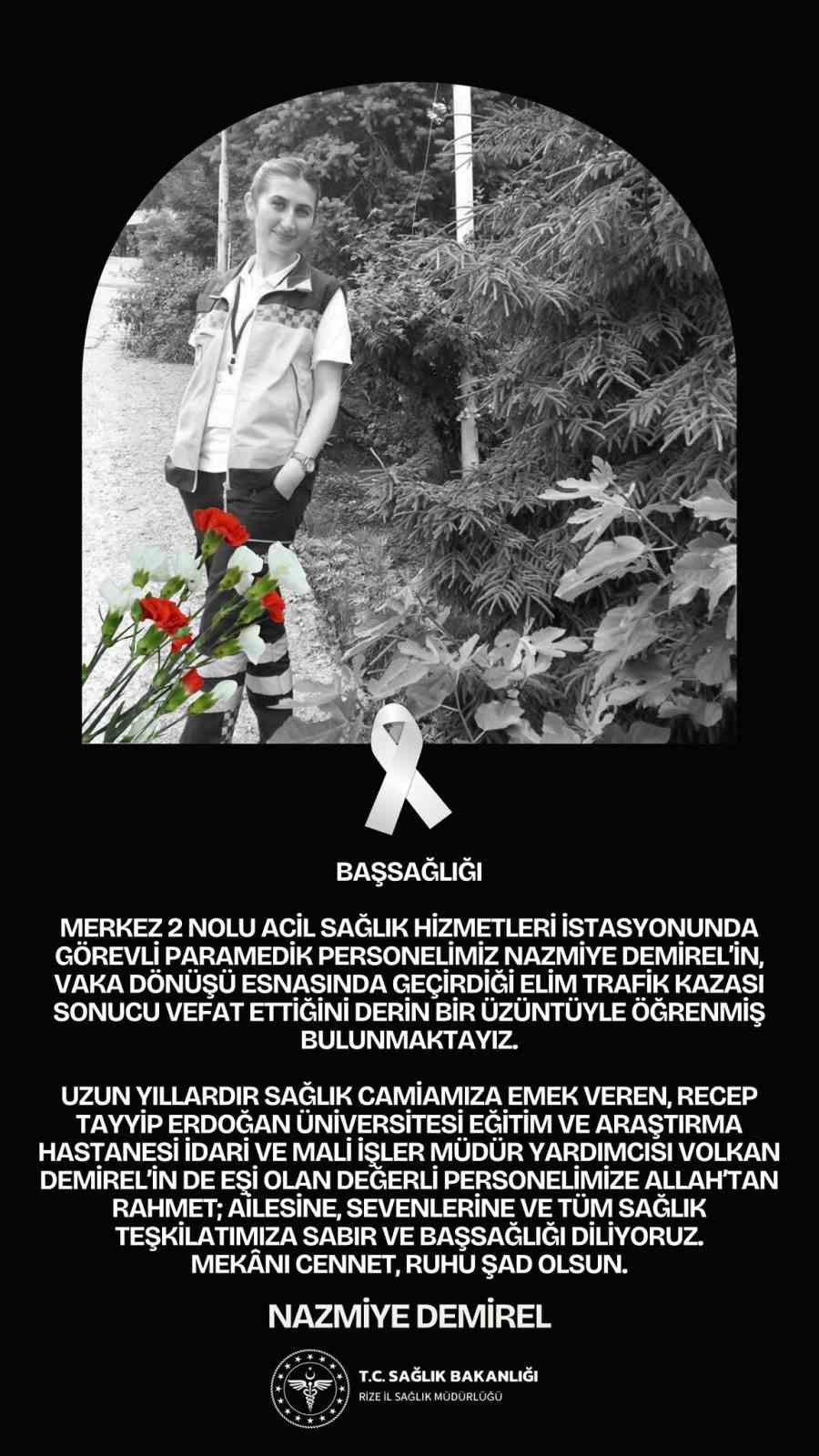 Rize’de kamyonetin çarptığı paramedik 5 günlük yaşam mücadelesini kaybetti
